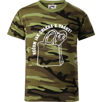 Chlapecké tričko Nečum jak chleba z tašky! - Dětské maskáčové triko - 122 cm/6 let ( Zelený maskáč )