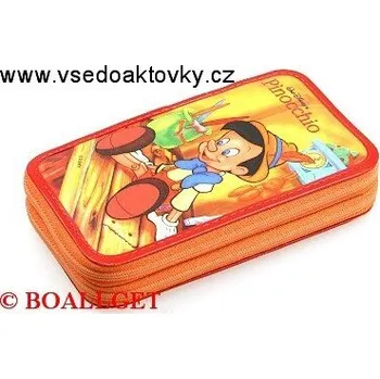 Penál PENÁL PINOCCHIO II+BONUS, 2.zipový, omyvatelný - náplň zdarma (sada pastelek,sada fixů, 3 tužky, tornádo,propiska, plnicí pero, pryž , ořezávátko ) T-10/3 DP 366711