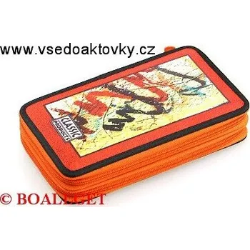 Penál PENÁL Clasic, 2.zipový, textil + BONUS - náplň zdarma (sada pastelek,sada fixů, 2 tužky, pravítko, úhloměr, pryž, ořezávátko, bombičky ) 361401