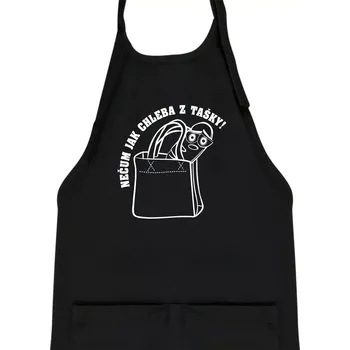 Kuchyňská zástěra Nečum jak chleba z tašky! - Dětská zástěra na vaření - Univerzální velikost ( Černá )