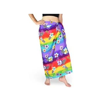 Šátek Sarong - Pareo REN, duha s květy, fialová