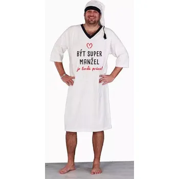 Žertovný předmět Být super manžel - Vtipná pánská noční košile bílá - XL bílá