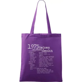 Nejsem ohraná deska 1975 - Taška bavlněná - 42 x 38 cm ( Fialová )