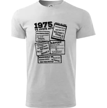 V kostce pro fanouška automobilismu 1975 - Triko extra velké (5-8XL) - 8XL ( Světlešedý Melír )