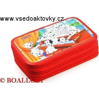 Penál PENÁL DALMATIN III + BONUS, 3.zipový, omyvatelný - náplň zdarma (sada pastelek, sada fixů, 3 tužky, pryž, ořezávátko, propiska, tornádo, plnicí pero, bombičky, vod. barvy, 2 štětce, nůžky, pravítko, trojúhelník ) T-10/4 DP 367803