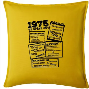 Polštář V kostce pro fanouška automobilismu 1975 - Polštář 50x50 - 50x50 - Pouze potah ( Žlutá )