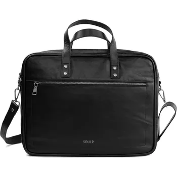Kabelka SOLIER Černá pánská kožená taška SL03 ( SL05 BLACK GENUINE) Velikost: ONE SIZE