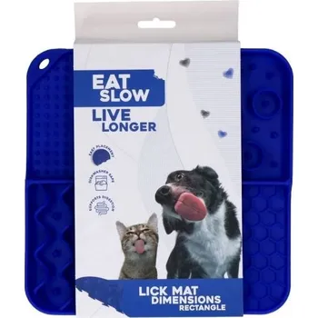 Hračka pro psa Lízací podložka EAT SLOW LIVE LONGER Rectangle modrá 21x21cm