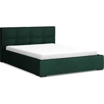 Postel Tmavě zelená sametová čalouněná dvoulůžková postel s úložným prostorem s roštem 140x200 cm Hiko – Makamii ID_1811792