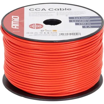 elektrický kabel Jednožilový reproduktorový vodič CCA 1x1 mm2 100 m 5 A 12/230 V AMIO-04451