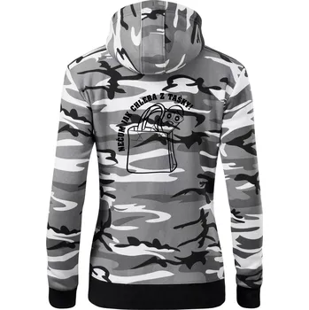 Dámská mikina Nečum jak chleba z tašky! - Dámská mikina trendy zipper s kapucí - M ( Šedý maskáč )