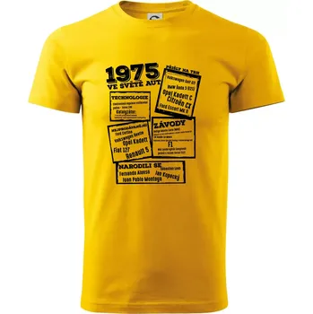 Pánské tričko V kostce pro fanouška automobilismu 1975 - Triko extra velké (5-8XL) - 7XL ( Žlutá )