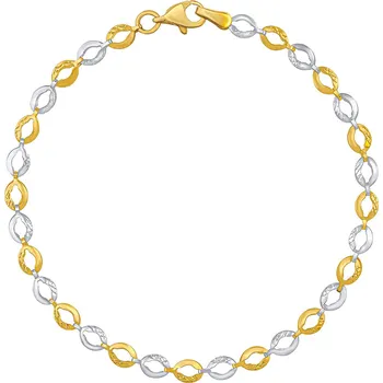 Šperk Zlatý náramek Apollon ze žlutého a bílého zlata s broušenými dvojitými očky - 4 mm