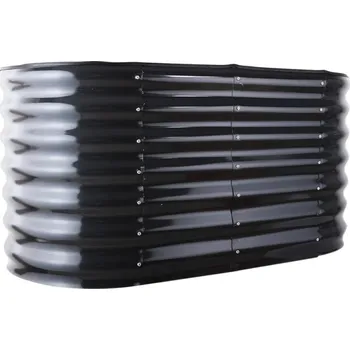 Vyvýšený záhon Záhon vyvýšený ocelový ovál 120x60x60cm šedý - antracit GARDENKUS