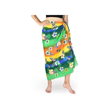 Šátek Sarong - Pareo REN, duha s květy, oranžová