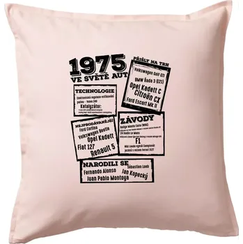 Polštář V kostce pro fanouška automobilismu 1975 - Polštář 50x50 - 50x50 - Pouze potah ( Světle růžová )