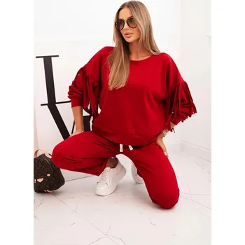 Dámská souprava máslová s třásněmi na rukávech bordó UNI