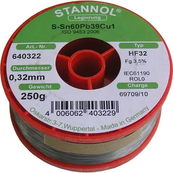 Páječka Cín pájka Stannol Sn60Pb39Cu1 0.32mm cívka 250g