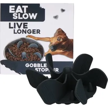 Miska pro psa Zpomalovací spirála do misky EAT SLOW LIVE LONGER šedá 11cm