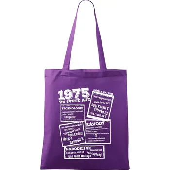 V kostce pro fanouška automobilismu 1975 - Taška bavlněná - 42 x 38 cm ( Fialová )