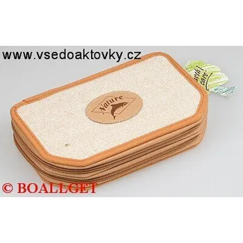 Penál PENÁL Nature ,2.zipový, textil,přírodní 3669