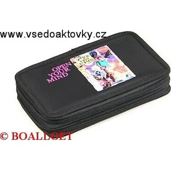 Penál PENÁL Open your Mind, 2.zipový, textil, černá + fialový hřbet 367402