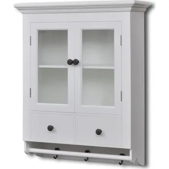Kuchyňská linka zahrada-XL Dřevěná kuchyňská nástěnná skříňka s prosklenými dvířky bílá 241374