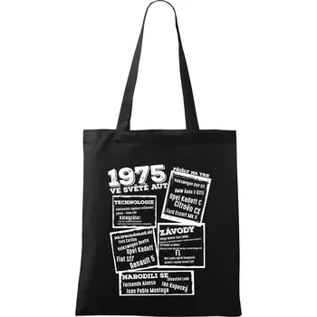 Nákupní taška V kostce pro fanouška automobilismu 1975 - Taška bavlněná - 42 x 38 cm ( Černá )