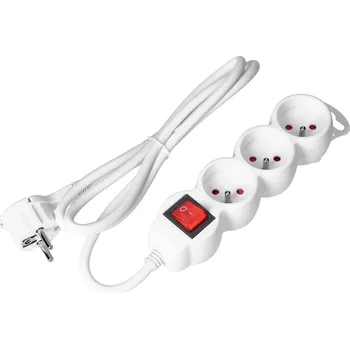 Prodlužovací kabel Prodlužovací kabel s vypínačem, 3 zásuvky, 5m, bílý