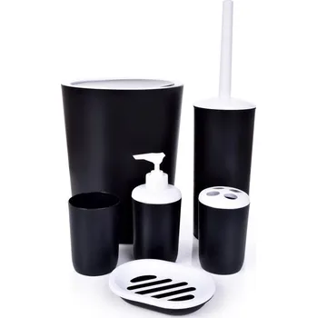 Sada koupelnových doplňků SPA | sada koupelnových doplňků | 6 dílů | černý + bílý Dedra