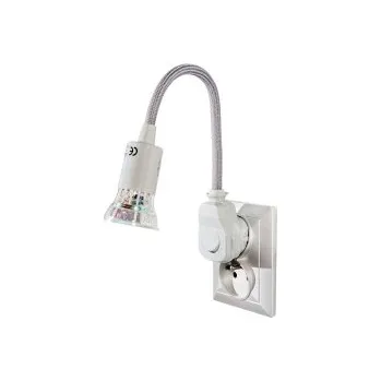 Stojací lampa LED šedá zásuvná lampa s úspornou žárovkou