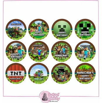 Jedlá dekorace na dort Minecraft č.11 jedlý papír - Bez úprav / Jedlý papír / Bez decor gelu