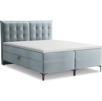 Postel Světle modrá boxspring postel s úložným prostorem 180x200 cm Mikana – Makamii ID_1811734