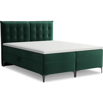 Postel Tmavě zelená boxspring postel s úložným prostorem 140x200 cm Mikana – Makamii ID_1811746