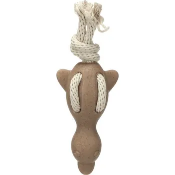 Hračka pro psa Hračka FLAMINGO guma TPR s bambusovými vlákny - Wilga kachna s provazem 27x9,8x6,5cm