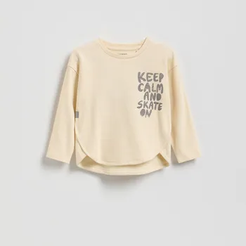 Chlapecké tričko Reserved - Tričko s dlouhými rukávy a potiskem - krémová - 100FI-01X - 100FI-01X-80