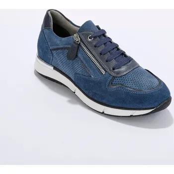 Dámské tenisky Kožené tenisky se zipem a tkaničkami modrá džínová 41