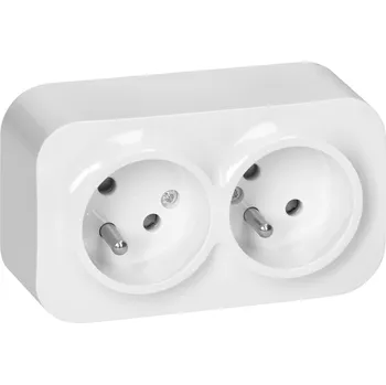 Elektrická zásuvka Dvojzásuvka bílá 16A IP20, balení 10 ks