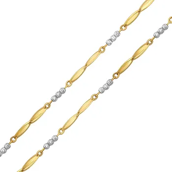 Šperk Zlatý náramek Alva ze žlutého a bílého zlata s broušenými korálky - 3 mm