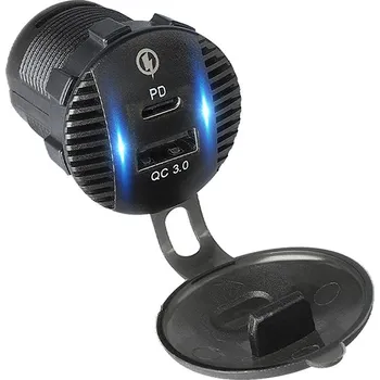 USB+USB-C autonabíječka s montáží