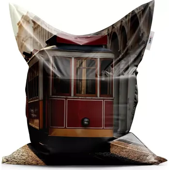 Sedací pytel Sablio Sedací vak Classic Historická červená tramvaj - 150x100 cm