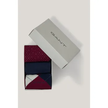Pánské ponožky PONOŽKY GANT ARGYLE SOCKS 3-PACK GIFT BOX RICH WINE