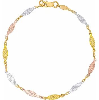 Šperk Zlatý náramek Etera ze žlutého, bílého a růžového zlata s broušenými články - 3 mm 19 cm