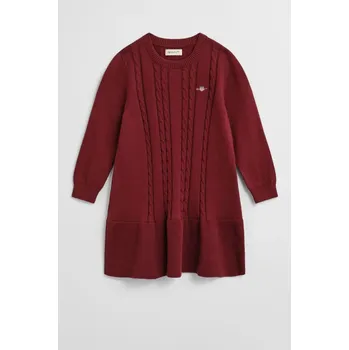Dívčí šaty ŠATY GANT COTTON CABLE DRESS PLUMPED RED
