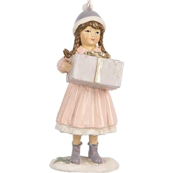 Clayre & Eef - Dekorativní figurka děvčátka s dárkem 6PR5654