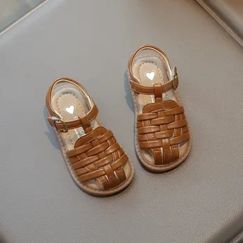 Chlapecké sandály Letní dětské sandály s pleteným páskem Velikost: 24, Barva (Varianta): Dingding6722brown