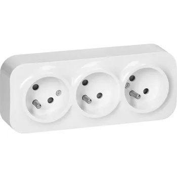 Elektrická zásuvka Trojitá zásuvka na zeď bílá 16A IP20