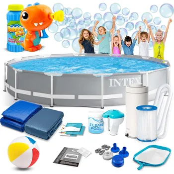 Bazén Zahradní bazén s rámem 366 x 76 cm 16v1 INTEX 26712 + stroj na bubliny ZDARMA