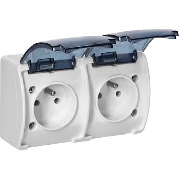 Elektrická zásuvka ORNO Vodotěsná dvojitá zásuvka IP44 bílá
