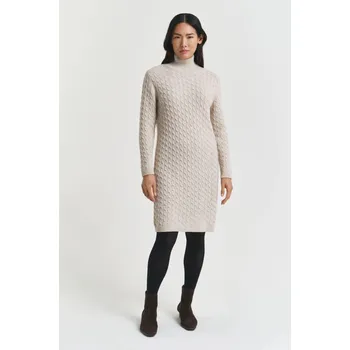 Dámské oblečení ŠATY GANT CABLE KNIT DRESS SEED MELANGE